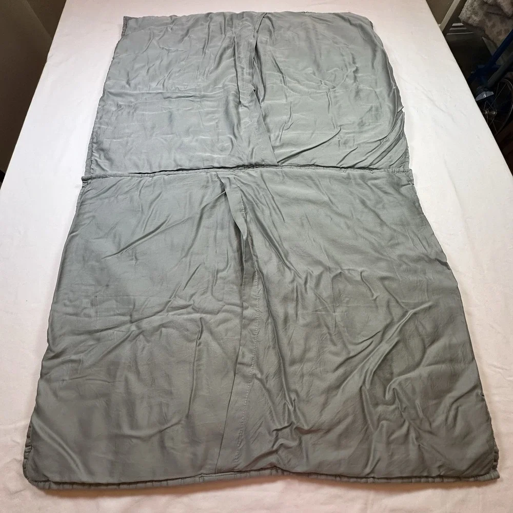 Pottery Barn Lyocell Hand Tacked Quilted Standard Pillow Shams Gray/Green Set 2